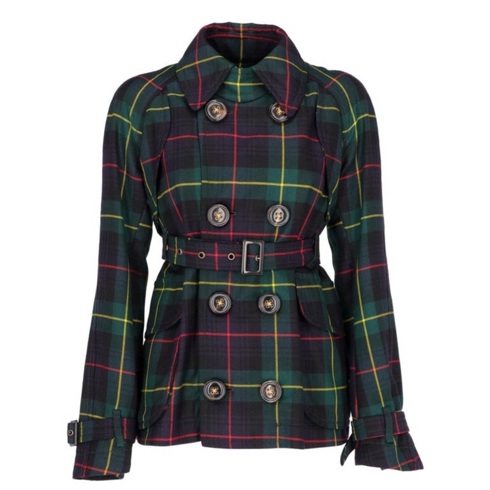 Dsquared2 Wool Tartan Short Trench Coat - Picture 2 of 16
